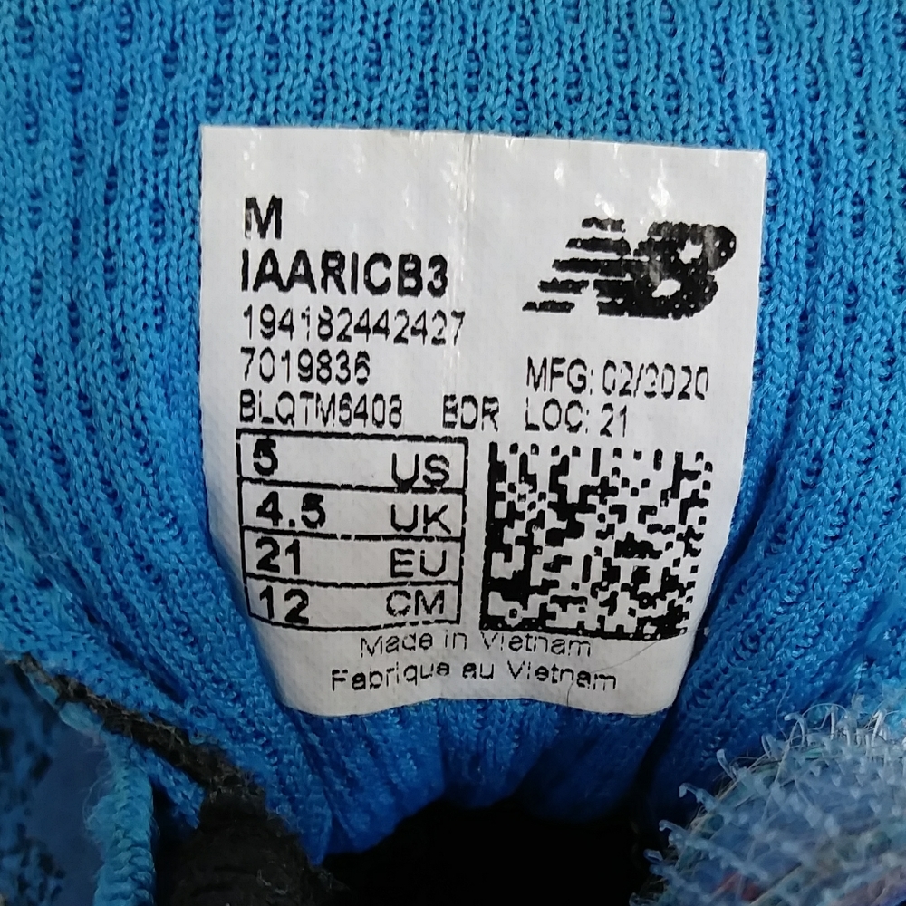 New Balance Infant Fresh Foam Arishi Heather Blue Velcro Sneaker Shoes Size 5 - Picture 7 of 16